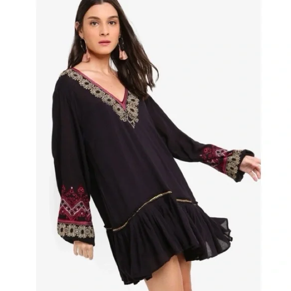 FREE PEOPLE WILD ONE EMBROIDERED MINI DRESS - Picture 11 of 14